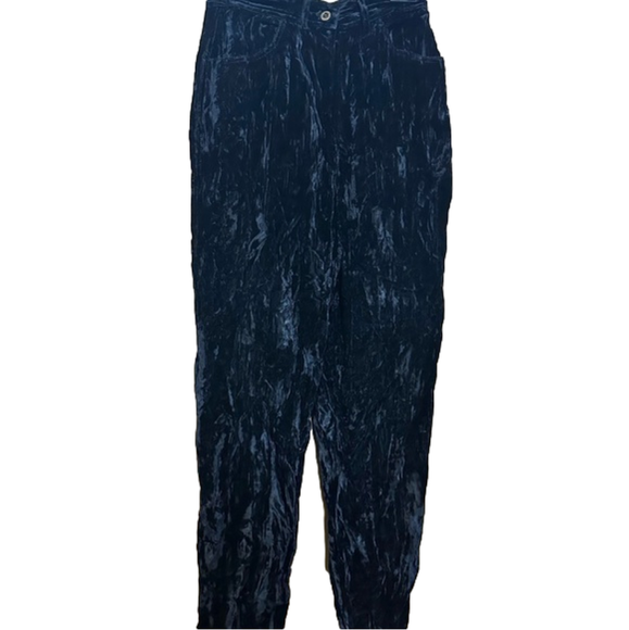 7 For All Mankind Todd Oldham Black Crushed Velvet Jeans, EUC - Picture 4 of 12